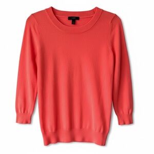 J.CREW  Tippi Sweater Pink Coral 100% Merino Wool  XS Crewneck 3/4 Sleeve